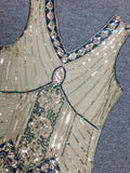 Womens's 1920S GATSBY Sequin V-neck Beaded Fringed Dress V-back Party Dresses Sexy Fringed Dress Sleeveless Gown