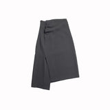 Autumn Women High Waist Button Bodycon Elegant Sexy Irregular Straight Skirts