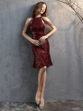 New Sliver Women Short Party Prom Dress Elegant Off Shoulder Beads Sequin Dress