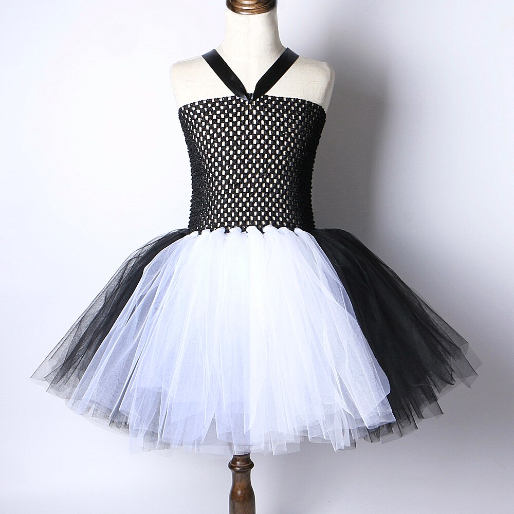 White Black Cat Kids Halloween Costume for Girls Tutu Dress Toddler Baby Girl Animal Cosplay Dresses Cute Child Clothes Outfits