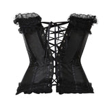 Women Sexy Striped Lace Bow Trim Overbust Corset With Cup Vintage Leopard/Satin Body Shaper Slim Corset Bustier Lingerie Top
