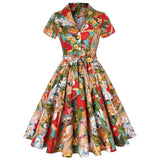 2021 Retro Vintage 50s 60s Retro Plus Size Women Summer Dress Short Sleeve A Line Rockabilly Dress For Party Floral Sundress