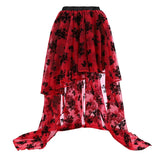 Women Asymmetrical High Low Tulle Long Skirt Wedding Party Fashion Sexy Irregular Floral Skirts Black/White/Black Red Plus Size