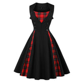 Robe Vintage 50s 60s Retro Cotton Patchwork Pin Up Swing Party Polka Dot Women Casual Dresses