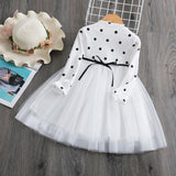 Spring Winter Dresses For Baby Girls Long Sleeve Polka Dot Tutu Ball Gown Toddler Kids Children Elegant Birthday Party Clothes