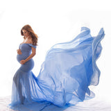 New Pregnant Evening Dress Maternity Photography Props For Shooting Photo Pregnancy Clothes Cotton Chiffon Off Shoulder