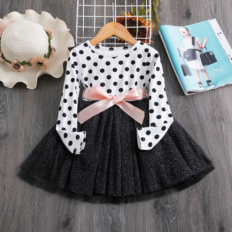 Girls Lace Flower Embroidery Dress Kids Long Sleeve Spring Winter Princess Party Tutu Clothes Children Elegant Christmas Costume