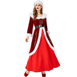 Deluxe Velvet Women Christmas Costume Cosplay Santa Claus Uniform Suit Adults Woman Holiday Xmas Long Dress Robe Gowns