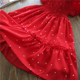 Girls Kids Princess Dress Summer Short Sleeve Fairy Tutu Vestidos For 3-8 Year Children Elegant Birthday Party Frock Red Clothes