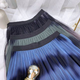 Tie Dye Print Mesh Tulle Skirt Streetwear High Waist Summer Women Midi Long Pleated Skirts