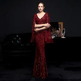 Elegant Party Maxi Dress Gold Sequin Evening Dress Women Long Sleeve Prom Dress