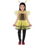 Kids Children Lovely Honey Bee Fairy Costumes for Girls Halloween Carnival Christmas New Year Party Fancy Dress Wings