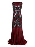 1920s New V-neck Long Evening Dress Embroidered Sleeveless Prom Pleated Chiffon Robe De Soriee Elegant Party Dress