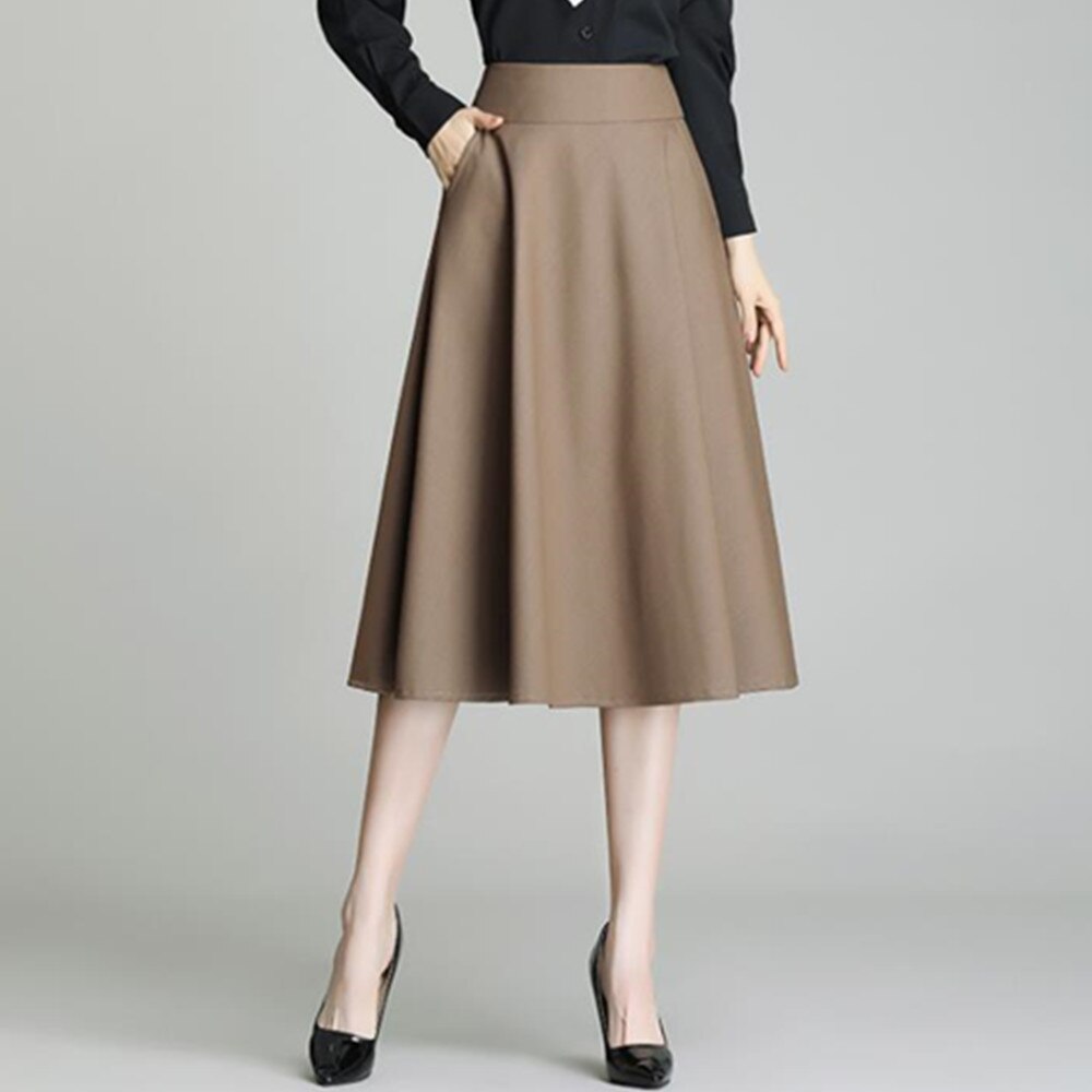 High Waist Elegant Vintage Long Women Big Hem Pleated Black Maxi Skirts