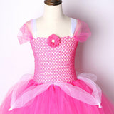 Sleeping Beauty Princess Costumes for Girls Flower Tutu Dress for Kids Birthday Party Dresses Children Clothes Hot Pink 1-12Y