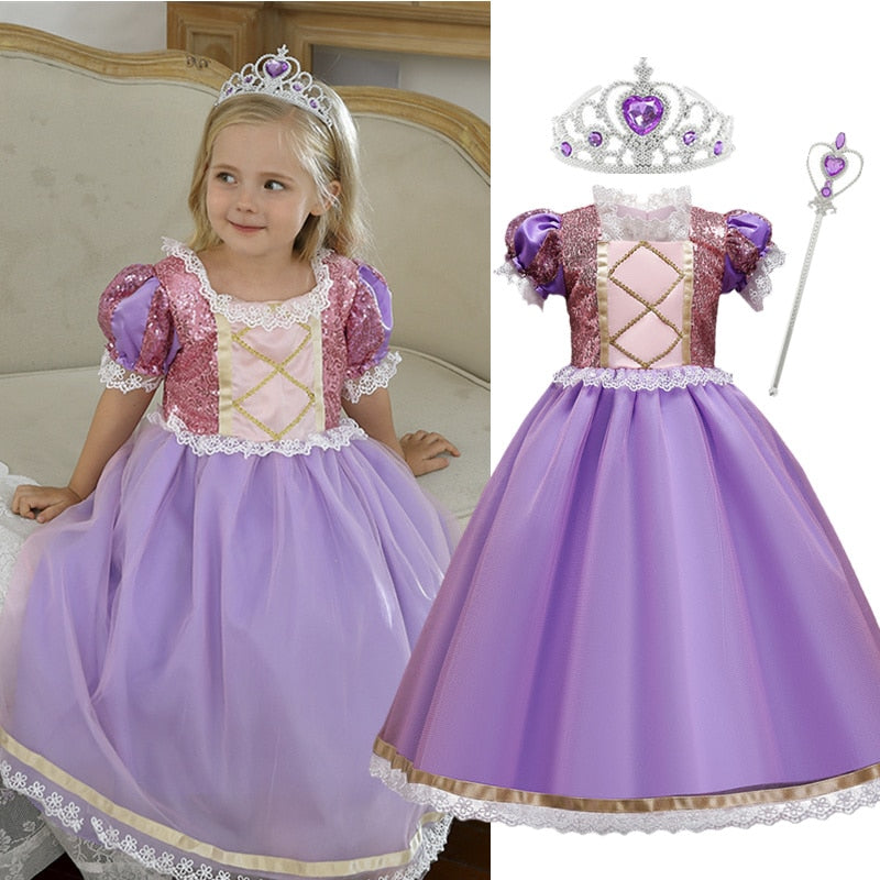 Girls Halloween Princess Costume For Kids Carnival Party Fancy Dress Up Children Sequin Tutu Cosplay Dresses 4-10 Years Clothes