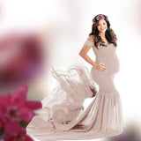 New Pregnant Evening Dress Maternity Photography Props For Shooting Photo Pregnancy Clothes Cotton Chiffon Off Shoulder