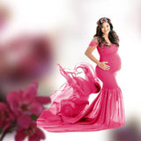 New Pregnant Evening Dress Maternity Photography Props For Shooting Photo Pregnancy Clothes Cotton Chiffon Off Shoulder