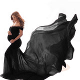 New Pregnant Evening Dress Maternity Photography Props For Shooting Photo Pregnancy Clothes Cotton Chiffon Off Shoulder