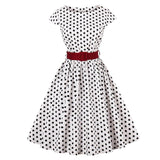 Green Retro Polka Dot 1950s Rockabilly Pleated Belted Cap Sleeve Summer Women High Waist Vintage Dress