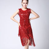 Shiny O-Neck Sleeveless 1920s Sequin Fringe Charleston Flapper Dance Dresses Costumes Stunning 20s Great Gatsby Dress