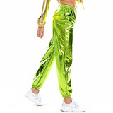 Shiny Holographic Pants Loose High Waist Metallic Trousers Dance Performance Hip Hop Pants Streetwear Joggers