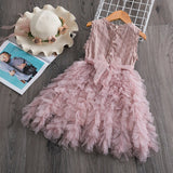 Kids Dresses For Girls Fluffy Cake Smash Lace Princess Dress Children Christmas Costume Elegant Wedding Birthday Party Tutu Gown