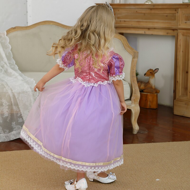 Girls Halloween Princess Costume For Kids Carnival Party Fancy Dress Up Children Sequin Tutu Cosplay Dresses 4-10 Years Clothes