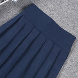 Summer Women Korean Solid Kawaii Big Swing Umbrella High Waist School Ladies Mini Saia Skater Skirt