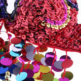 Glitter Tribal Belly Dance Colorful Rainbow Sequin Coins Tassel Crop Party Club Tank Top Festival Ravewear