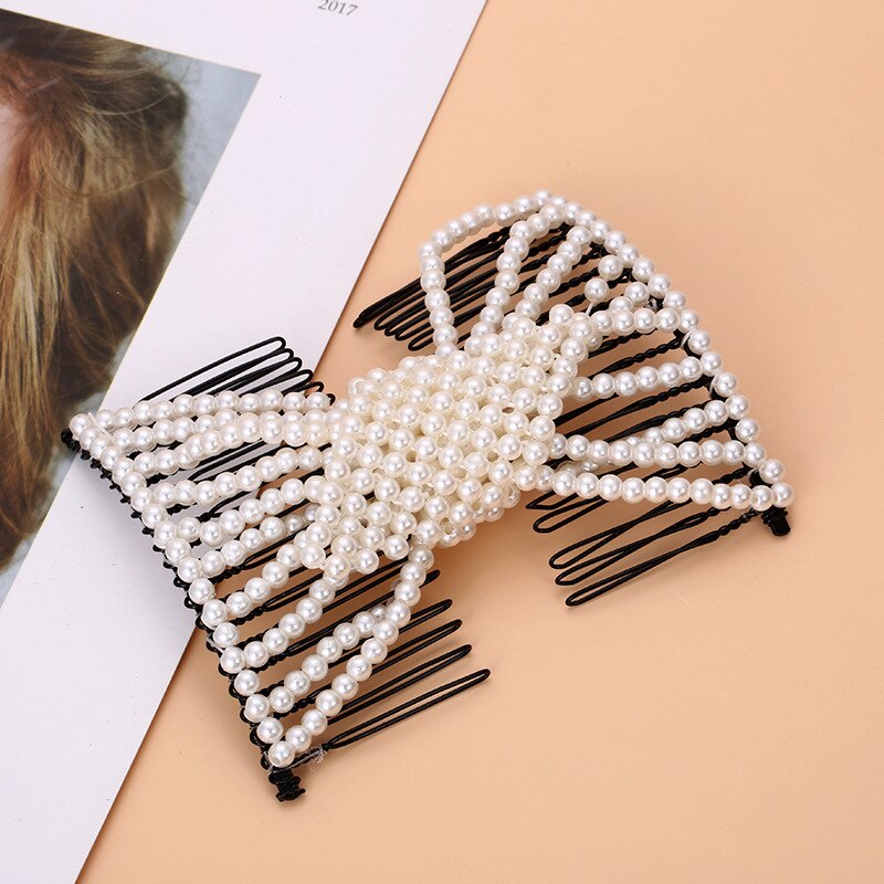 DIY Hair Accessories Pearl Beaded Elastic Hair Claw Hairpin