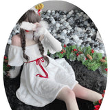 Women Christmas Xmas Lady Santa Claus Elk Halloween Cosplay Costume Sexy Lingerie White Winter Dress Maid Waitress Uniform