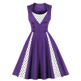 Robe Vintage 50s 60s Retro Cotton Patchwork Pin Up Swing Party Polka Dot Women Casual Dresses