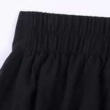 Solid High Waisted Asymmetrical Chiffon Long Punk Skirt Streetwear Goth Black Skirts