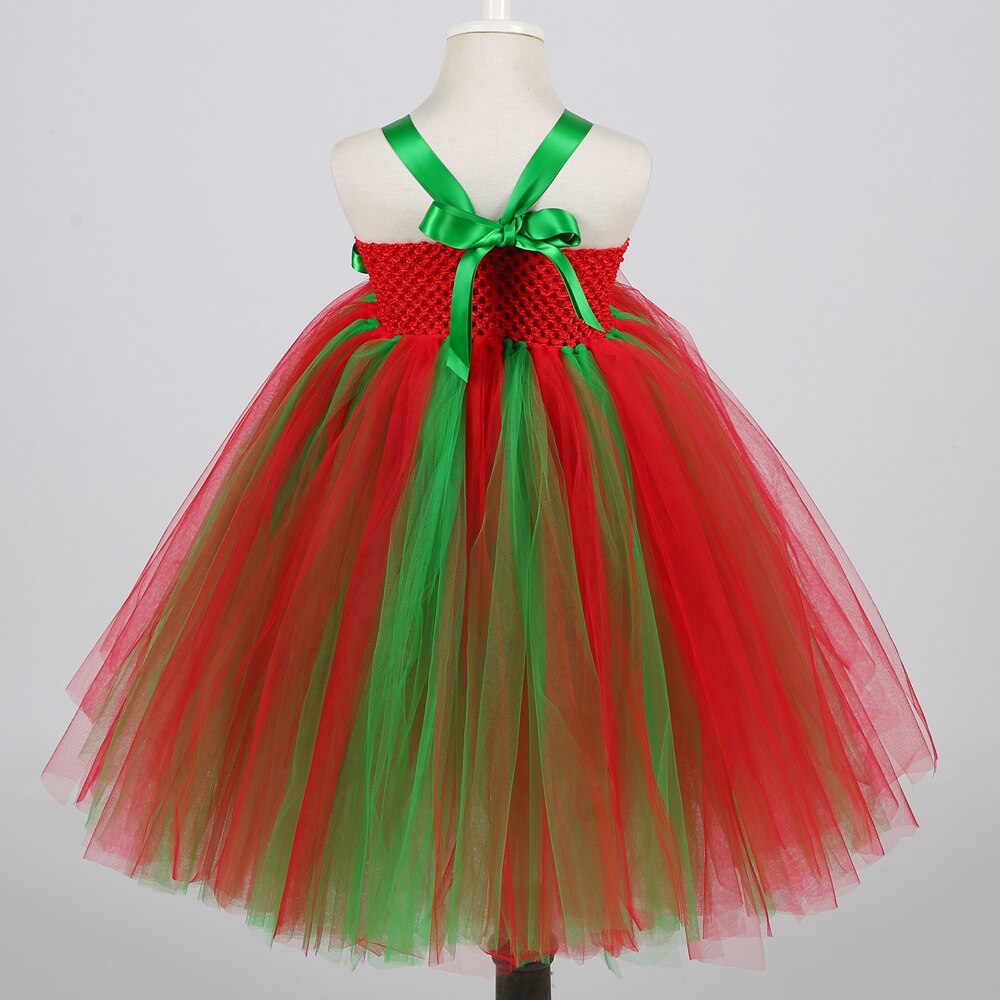 Princess Christmas Long Dresses for Girls Xmas Costume for Kids Girl Halloween Dress Up Clothes Children Santa Outfit Red Green