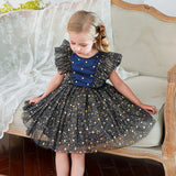 Toddler Baby Girls Princess Dress Kids Sequin Star Tutu Party Clothes Children Ruffle Elegant Wedding Birthday Christmas Dresses