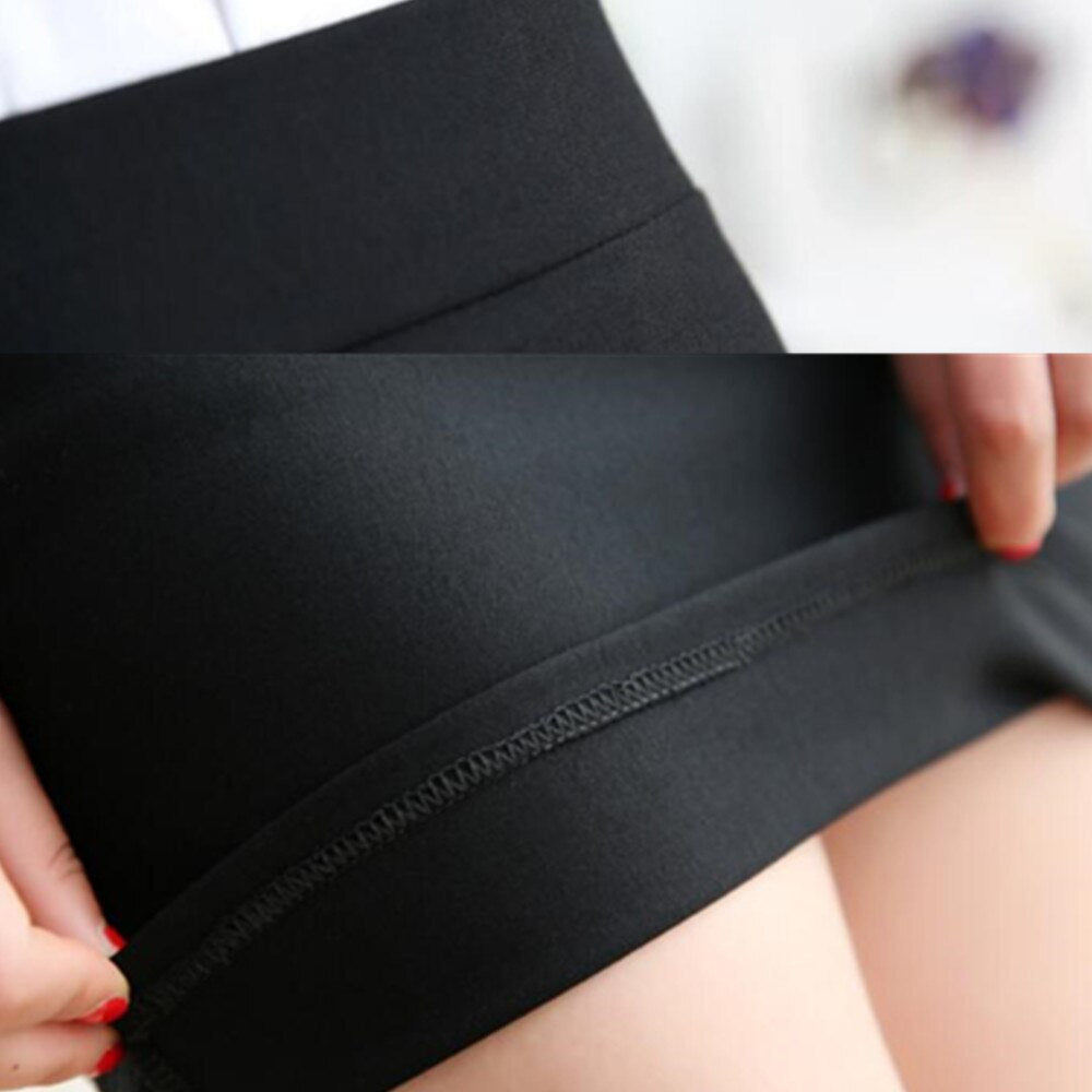 Above-Knee Black Pencil High Waist Slim Woman Elegant Office Lady Mini Skirt