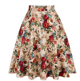 Solid Color Cotton Womens High Waist A-line Vintage Skirt Ladies Casual Black Plus Size Rockabilly Skirts Swing School Clothing