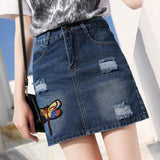 Harajuku Punk Y2K Denim Mini Straight Skirt Ladies Summer High Waist Jeans Shorts Skirts