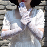 Floral Lace Long Gloves Black White Red Sexy Elbow Length Mittens Party Evening Gloves Accessories