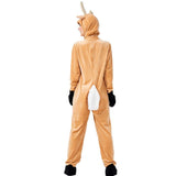 4Pcs Set Adult Women Christmas Outfit Flannel Reindeer Elk Jumpsuit cosplay Xmas Eve Dinner Home Costume Party Clothes