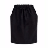 Women Elastic High Waist Pocket Skirt Cotton Linen Bodycon Skirts