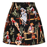 New Arrivals Summer Beach Mini Skirts Women Harajuku Pencil Korean Streetwear Vintage Black Floral Print Short Sexy A Line Skirt