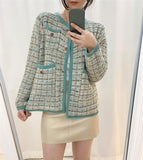 New Women Single-breasted Pocket Cardigans Vintage Elegant Knitted Sweater Coat Outwear