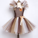 Brown Animal Girl Tutu Dress Lion Children Halloween Costume for Girls Kids Christmas Dresses Princess Girl Costumes 1-12 Years