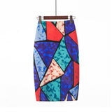 Summer Women Stretch Slim Print Bag Hip Ladies Mid-Length Casual Floral High Waist Pencil Skirt
