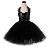 Solid Black Sequins Cat Cosplay Halloween Costume for Kids Girls Animal Tutu Dress Outfit for Toddler Baby Girl Birthday Clothes