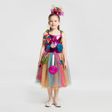 Cute Rainbow Candy Costume Cosplay Girls Halloween Costume For Kids Christmas Costume Children