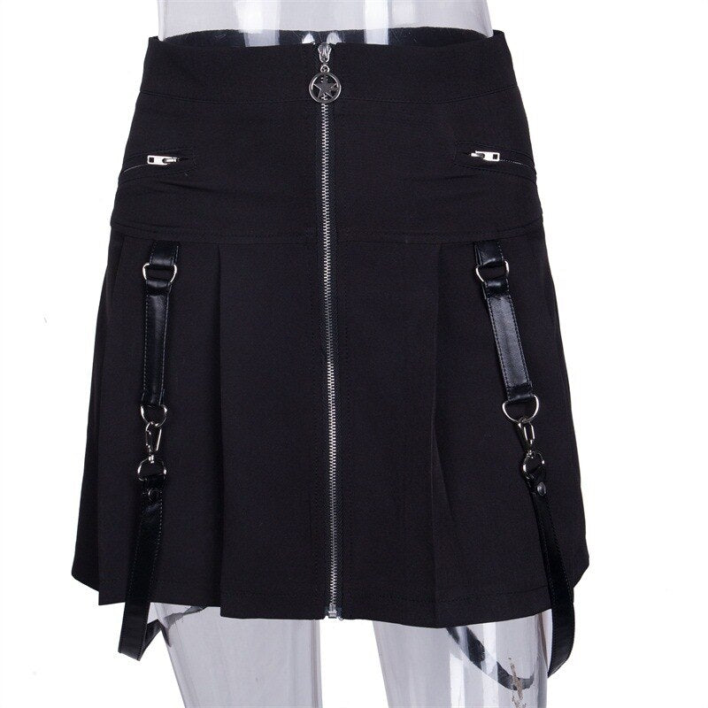 Preppy Harajuku A-Line Chain Mini Plaid Skirt Girl Y2k Gothic Skater Pleated Sailor Korean Kawaii School Uniform Short Skirts