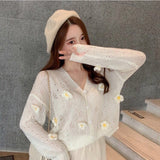 Spring Women Casual Knit Tops V-Neck Long Sleeve Button Cardigan Loose Sweater Outwear